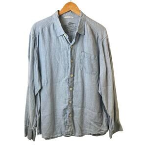 Tommy Bahama Relax Linen Button Down Shirt Mens XL Coastal Casual Preppy Blue